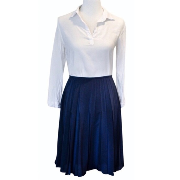 DKNY Ink Blue Colored Pleated Midi Skirt Sz 10 NWT - Picture 3 of 8